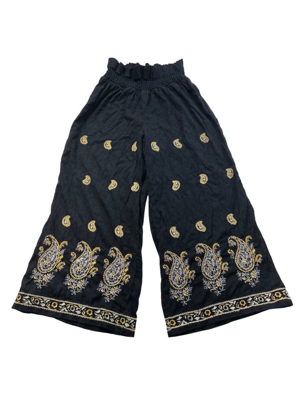 Anthropologie Wide Leg Paisley Embroidered Bohemian Pants Size Medium Festival